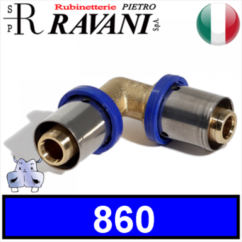 Raccordo Gomito passante a pressare Ravani