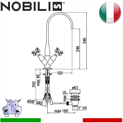 Monoforo lavabo a bocca girevole Nobili CARLOS PRIMERO 2