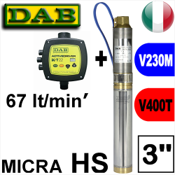 DAB - Sommersa diametro 74mm MICRA.HS 302 completa di inverter ACTIVE DRIVER