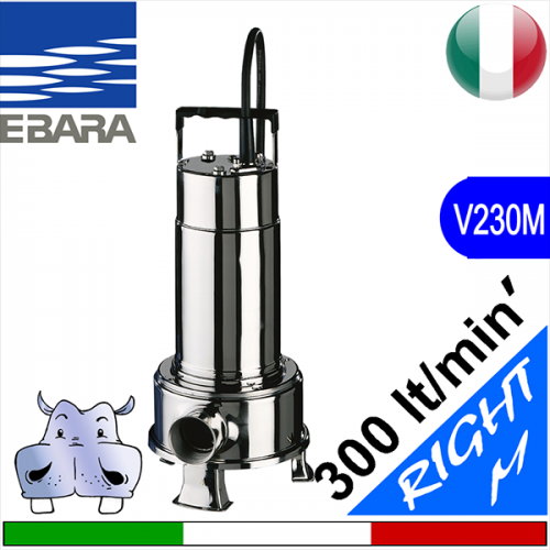 EBARA Elettropompa Sommersa per fognature RIGHT M, girante vortex,  senza galleggiante elettrico premontato