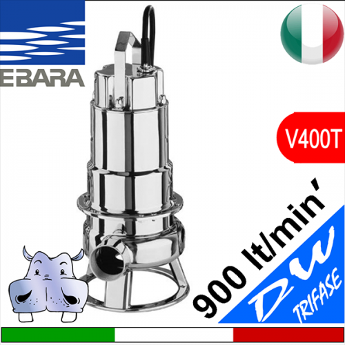 EBARA Elettropompa Sommersa per fognature DW Trifase, girante monocanale,