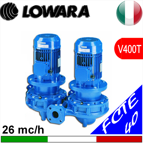 Elettropompa circolatore in-line gemellare doppia pompa Lowara FCTE flangiatura DN40 - alimentazione trifase
