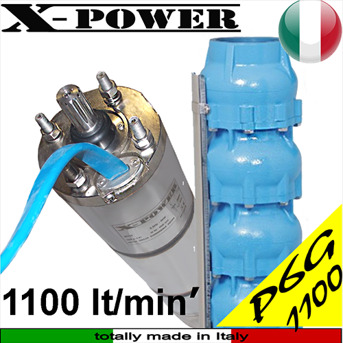 X-power - Elettropompe sommerse P6G SEM 1100 litri, per pozzi, motorizzazione X-power MX6