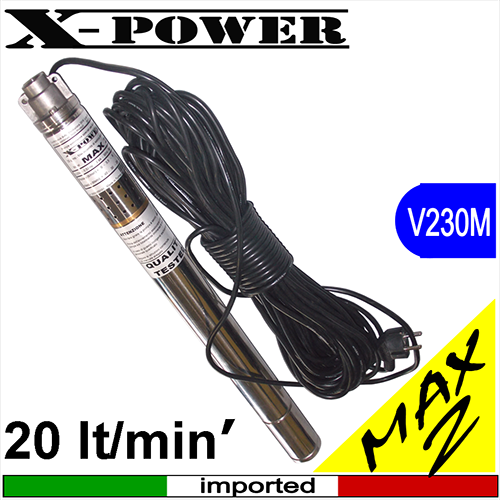X-POWER - Pompa sommersa a ingombro ridotto MAX 2completa di 20 metri cavo elettrico 3