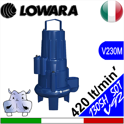 LOWARA Elettropompa Sommersa per fognature 1305H-50T.251.V92.230-10, girante vortex,  standard senza galleggiante elettrico premontato