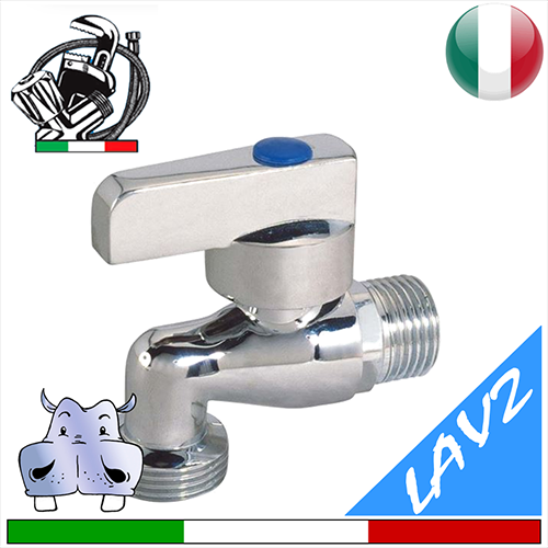 Rubinetto lavatrice LAV2 in ottone cromato con rosone