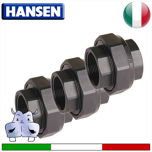 Bocchettone femmina femmina 3pz con o-ring hansen in nylon rinforzato