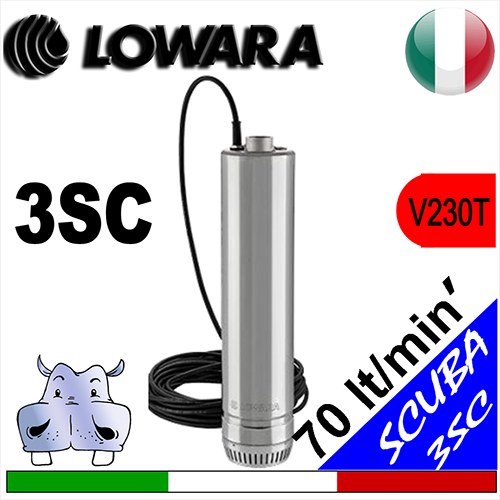 Lowara - Sommersa monoblocco 3SC SG - versione 230 trifase senza galleggiante