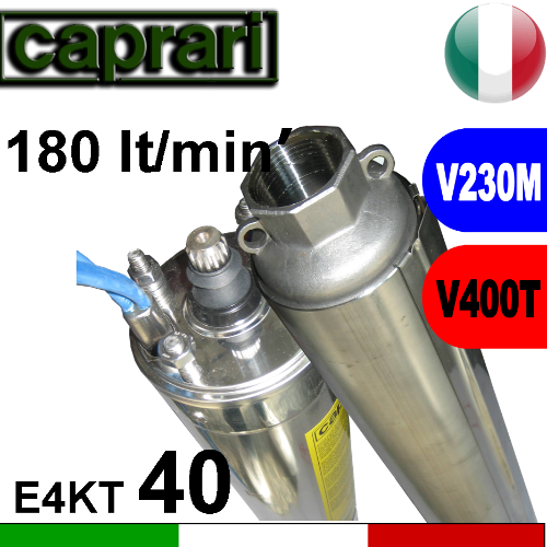 Caprari - Elettropompa sommersa completa E4KT40+MC....M-T portata max 180 litri al minuto