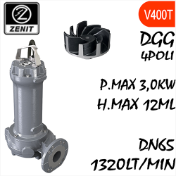 ZENIT - Sommersa  fognature serie Grey DGG mandata orizzontale DN65 4 poli alimentazione trifase