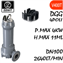 ZENIT - Sommersa  fognature serie Grey DGG mandata orizzontale DN100 4 poli alimentazione trifase