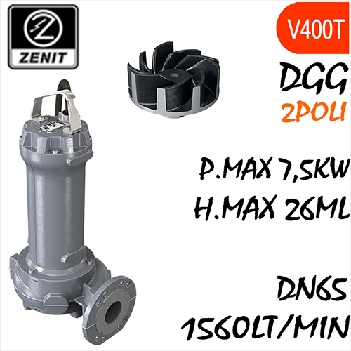 ZENIT - Sommersa  fognature serie Grey DGG mandata orizzontale DN65 alimentazione trifase
