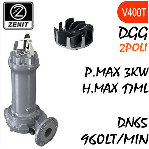 ZENIT - Sommersa  fognature serie Grey DGG mandata orizzontale DN65 alimentazione trifase