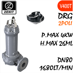 ZENIT - Sommersa  fognature serie Grey DRG mandata orizzontale DN80 alimentazione trifase