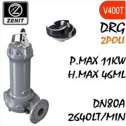 ZENIT - Sommersa  fognature serie Grey DRG mandata orizzontale DN80A alimentazione trifase