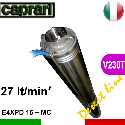 Caprari - Elettropompa sommersa completa E4XPD15+UNIMOTOR 230 Trifase - idonea per inverter MT
