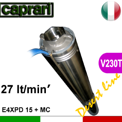Caprari - Elettropompa sommersa completa E4XPD15+UNIMOTOR 230 Trifase - idonea per inverter MT