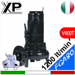 XPOWER FGA80-4 - Elettropompa sommersa girante vortex per fognature acque nere e luride 4 Poli Alimentazione elettrica trifase V400