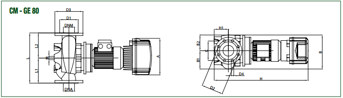disegno tecnico pompe elettroniche in linea con inverter incorporato regolazione automatica dei giri mediante trasduttore di pressione