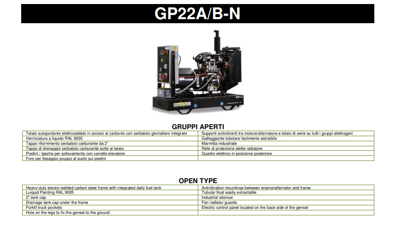 generatore_prezzi_gruppo elettrogeno_20kva_trifase_energia_gp22-n_disel_professionale_top_14kv