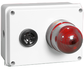 visual and acoustic alarm with low voltage flashing light to be connected to the control panel allarme acustico luminoso visivo con lampeggiante in bassa tensione da collegare a quadro
