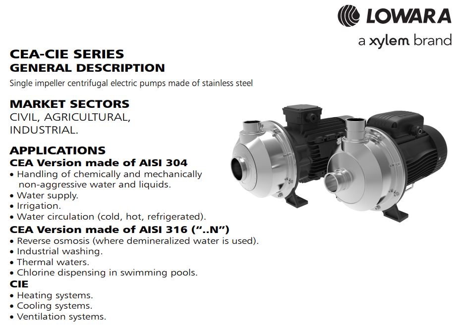pompa acqua chiller water lowara pumps