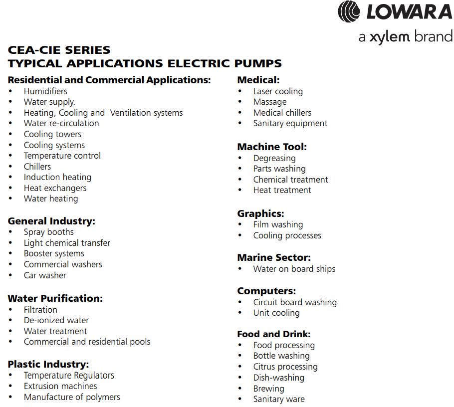 lowara_xylem_prezzi_pompa_lowara_chiller_circuito raffreddamento
